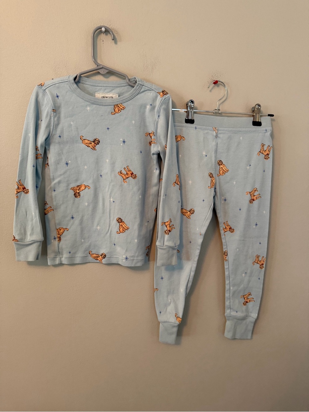 Crewcuts Light Blue Golden Doodle Print Kids Pajama Set